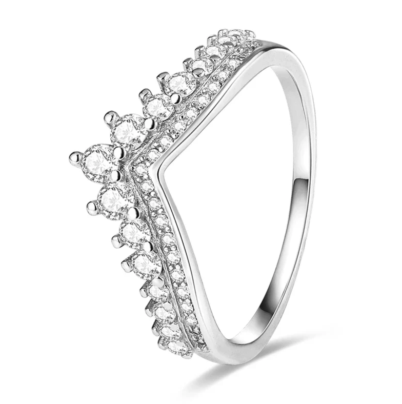 Elegant Silver Plated Luxury Engagement Wedding Rings 1040