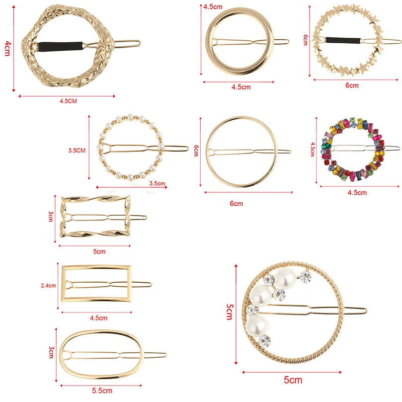 Round Metallic Hair Clips Barrette 961