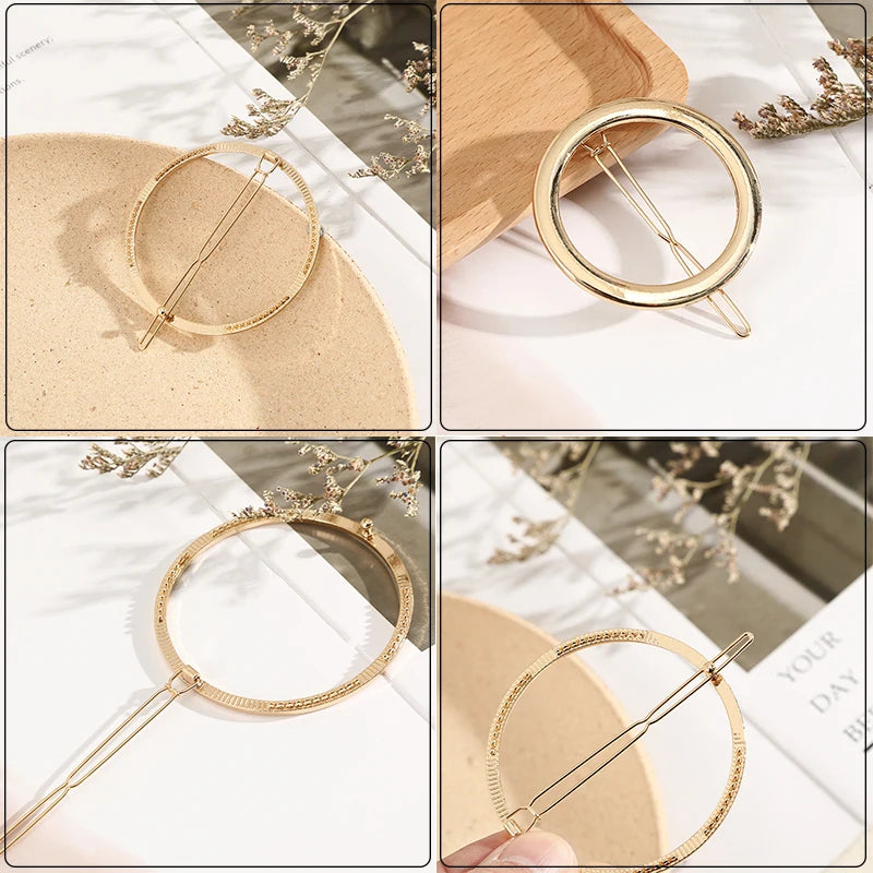 Round Metallic Hair Clips Barrette 961