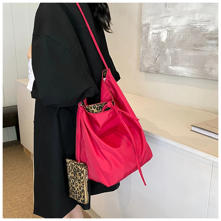 2 way Leopard Shoulder Bag with Tided Ribbon 1044