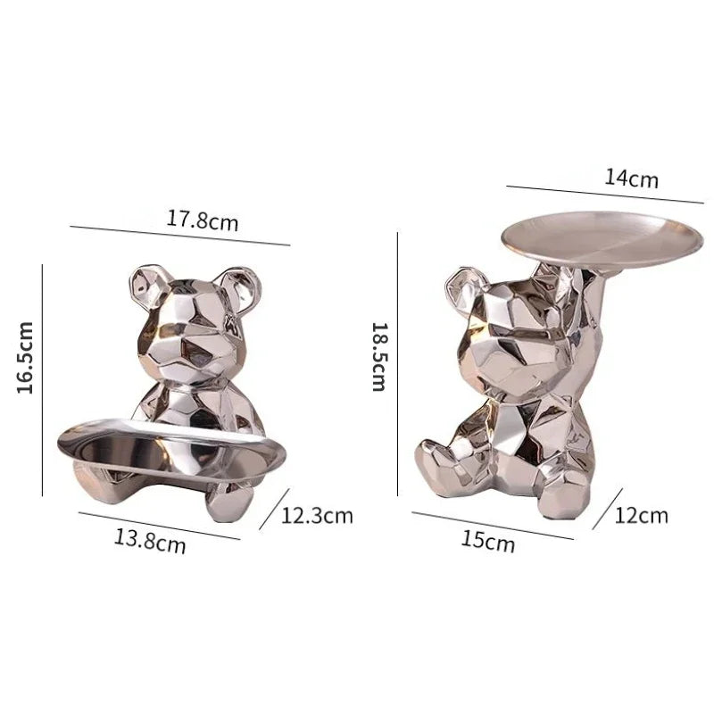 Geometric bear statue key & accessories holder 966