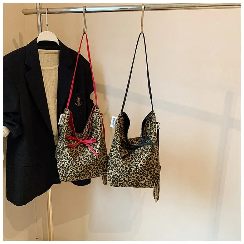 2 way Leopard Shoulder Bag with Tided Ribbon 1044