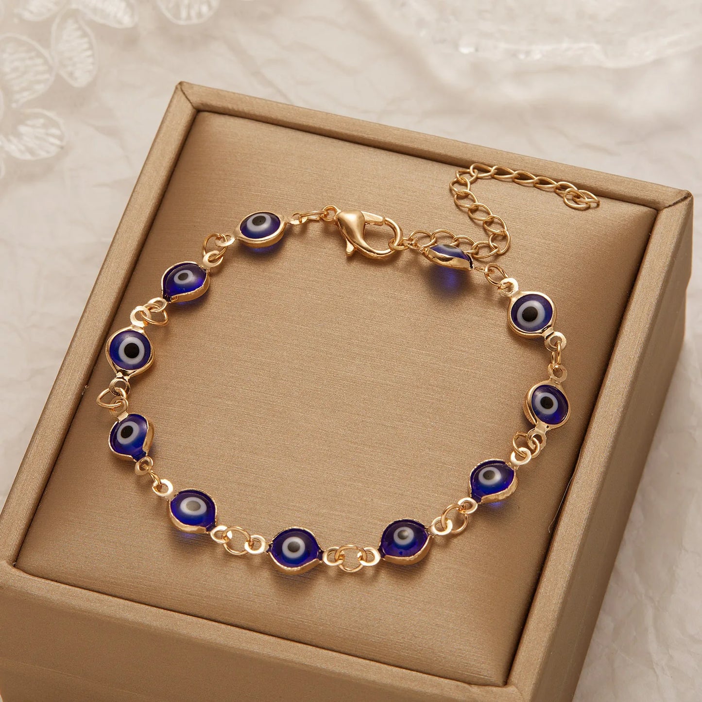 Simple Lucky Turkish Evil Eye Bracelet for Women Fashion Colorful Blue Eye Adjustable Metal Chain Bracelet Friendship Jewelry 911