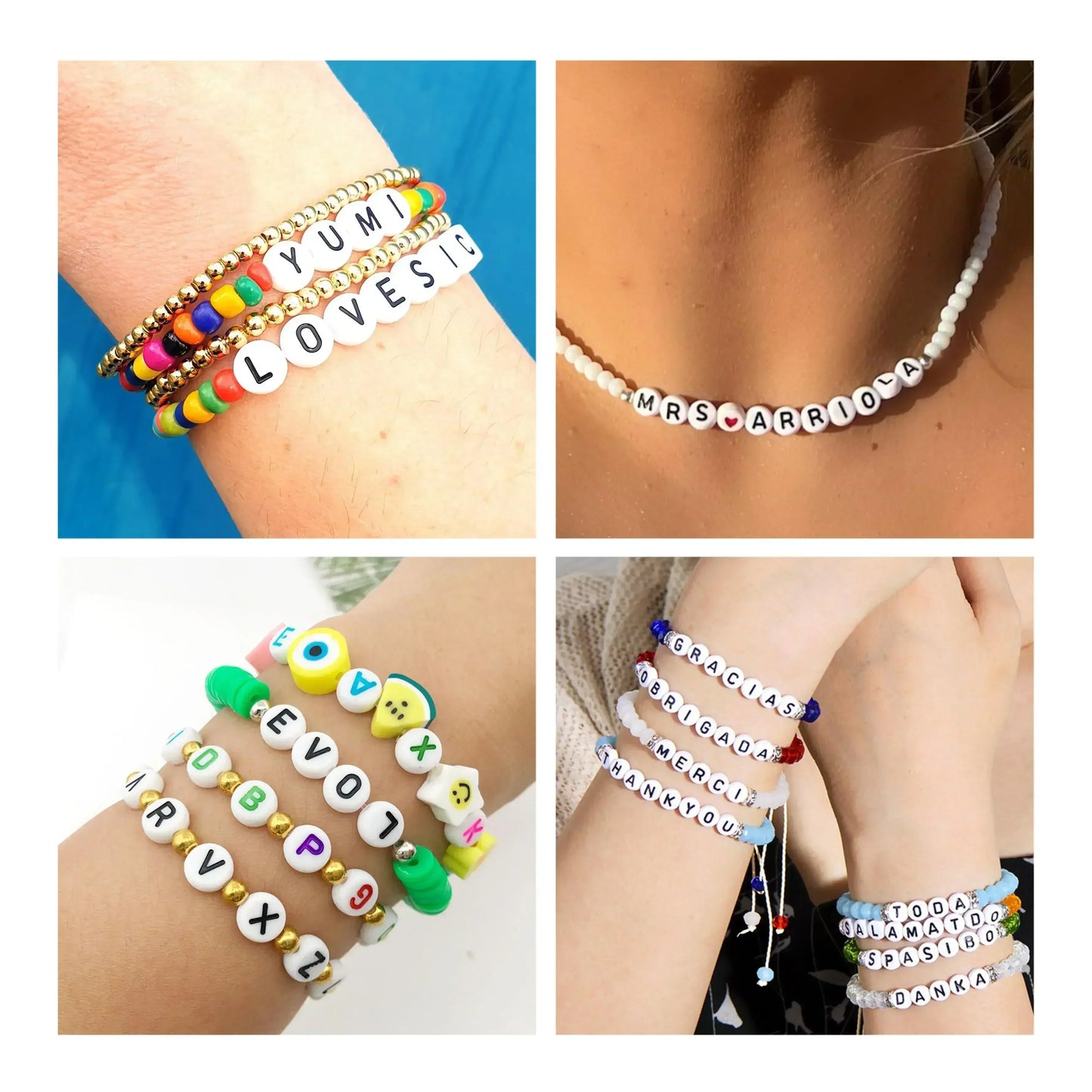 DIY 100/200/300/500Pcs Letter Acrylic Beads B1012