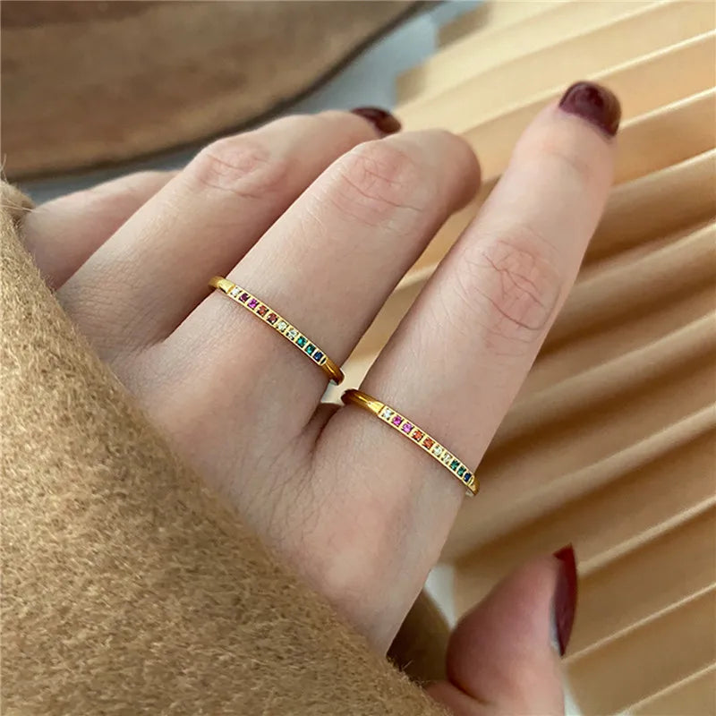 INS Rainbow Stones Ring 999