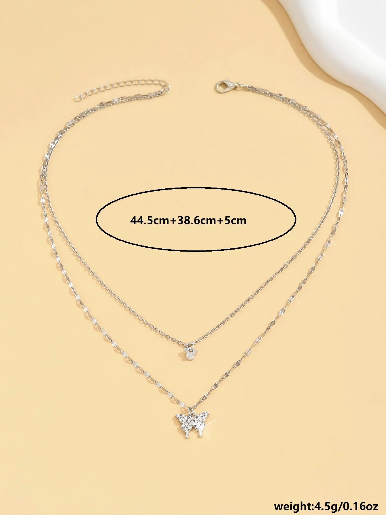 Double Layers Necklace with Butterfly Pendant 1002