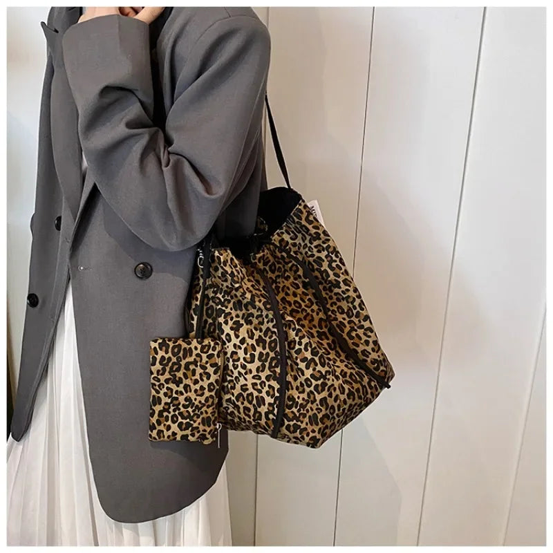 2 way Leopard Shoulder Bag with Tided Ribbon 1044