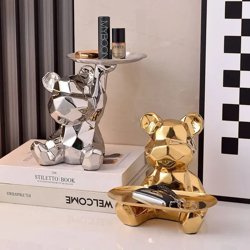 Geometric bear statue key & accessories holder 966