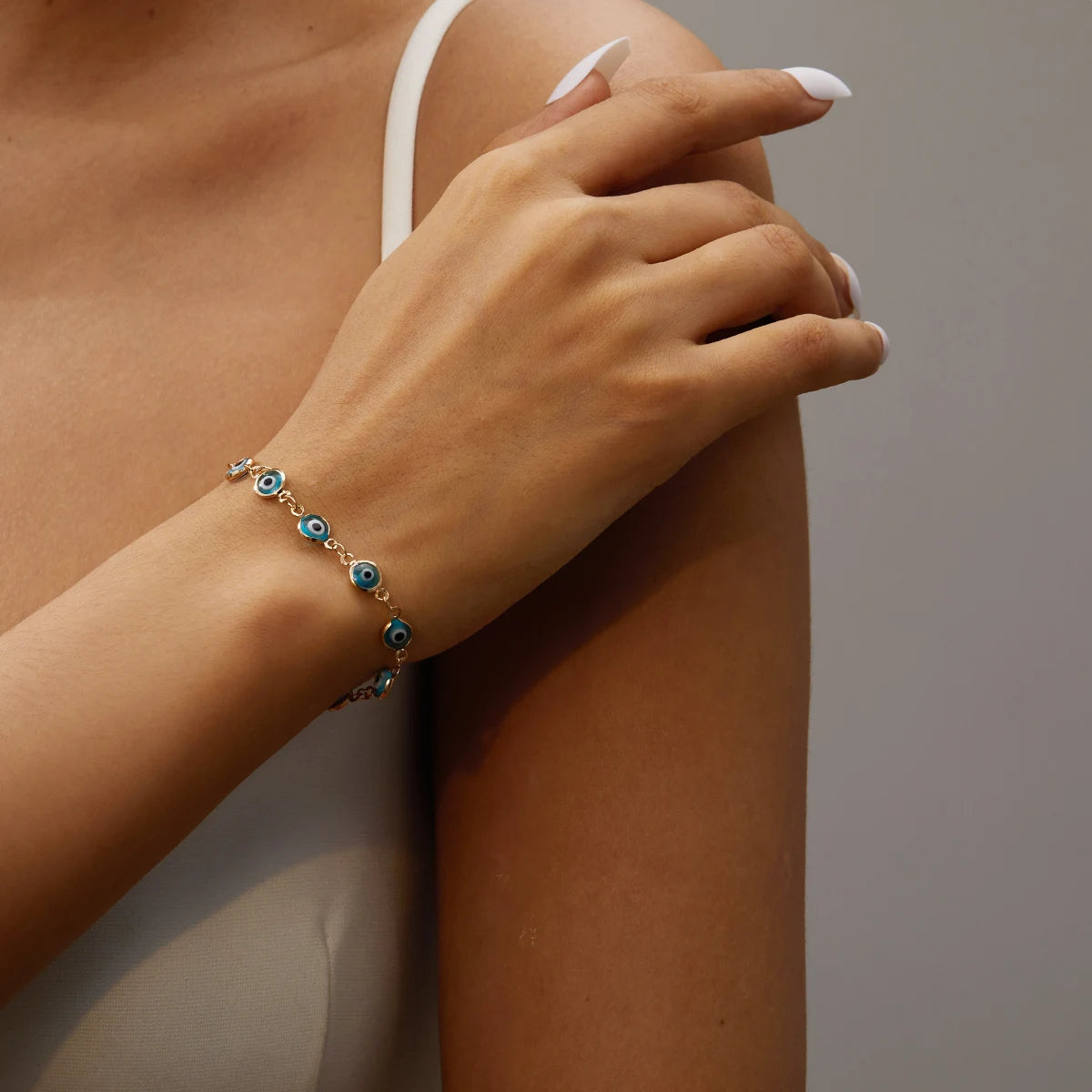 Simple Lucky Turkish Evil Eye Bracelet for Women Fashion Colorful Blue Eye Adjustable Metal Chain Bracelet Friendship Jewelry 911