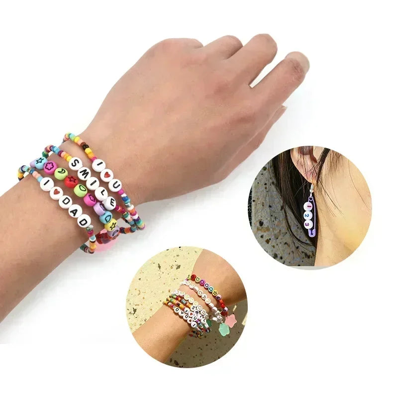 DIY 100/200/300/500Pcs Letter Acrylic Beads C1012