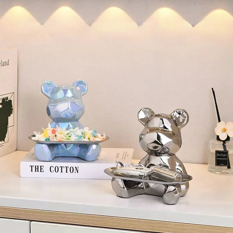 Geometric bear statue key & accessories holder 966