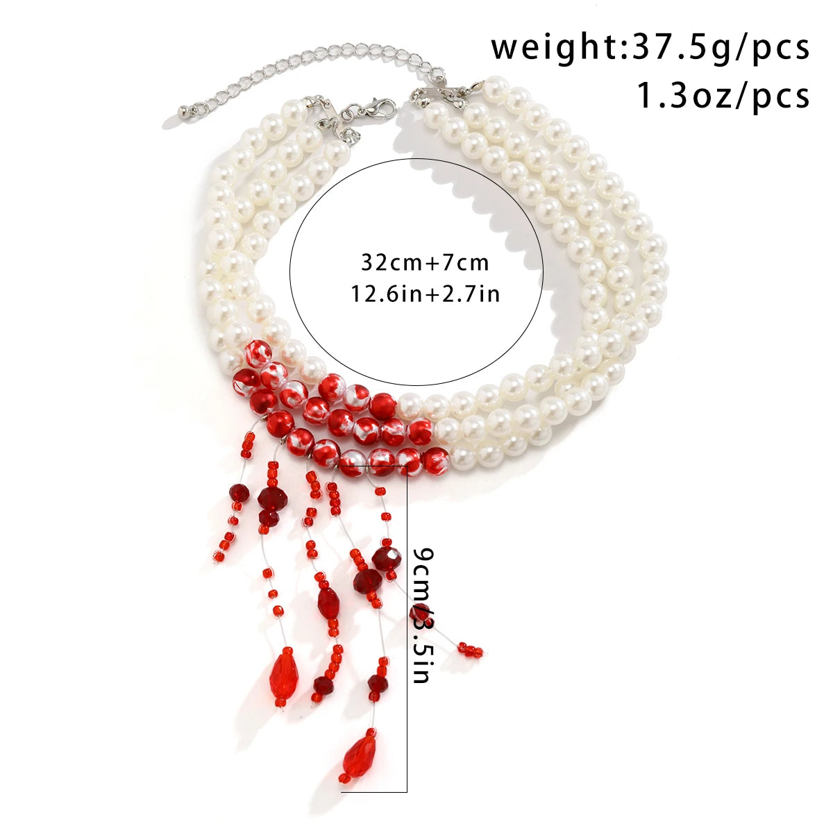 Halloween Vintage Multilayer Pearl with Crystal Red Blood 949