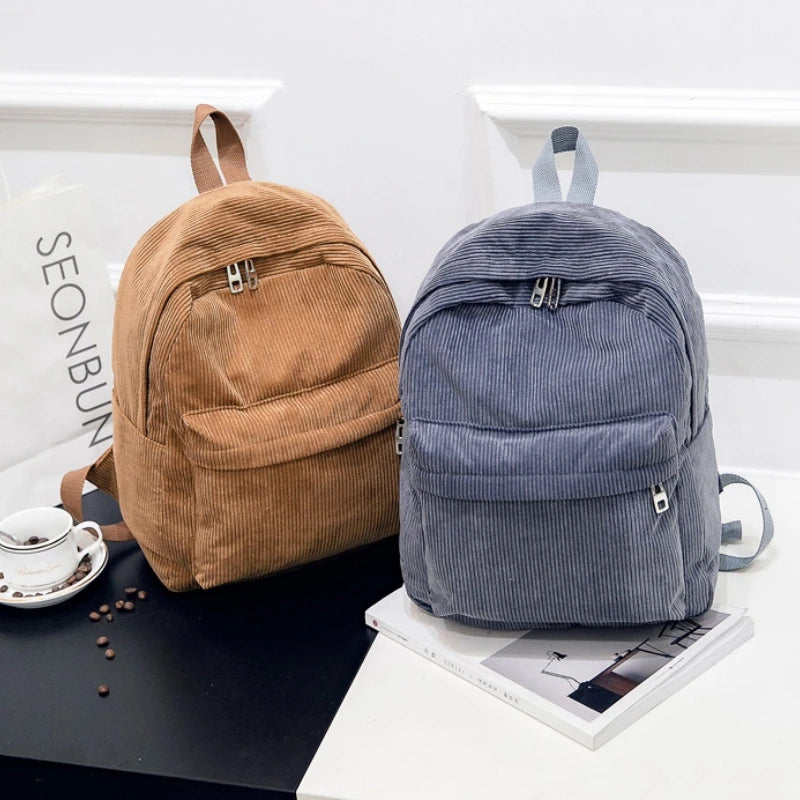 Earth colors Corduroy Backpacks 1034