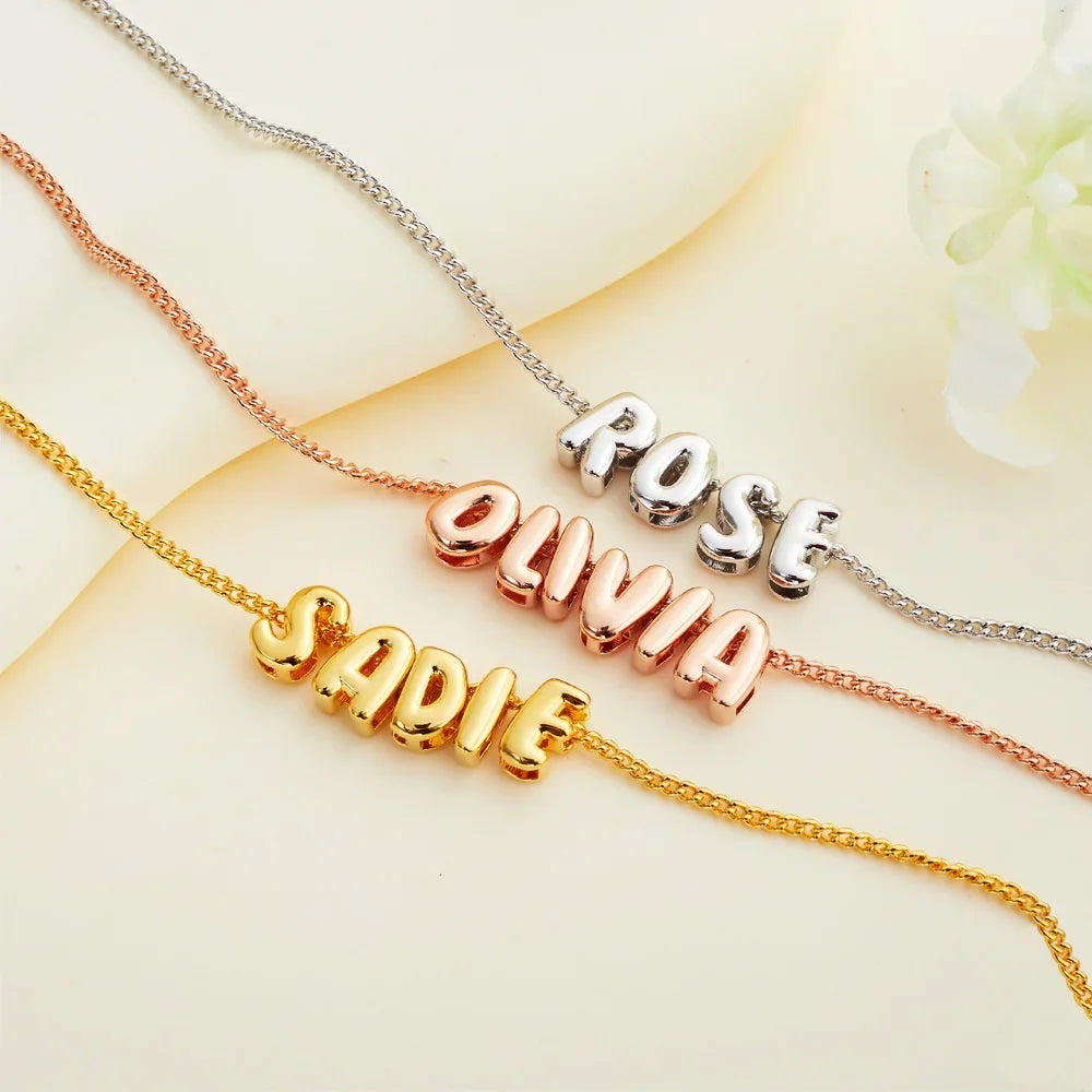 Bubble Font Personalized Message Necklace 1022