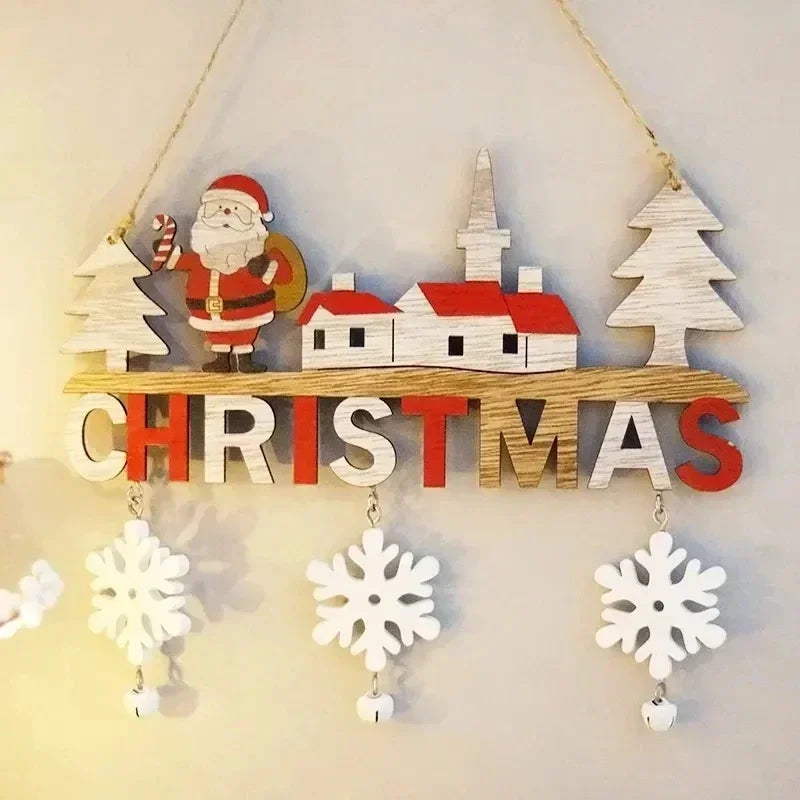 X'mas Elfs Snowman Santa Wooden Welcome Sign Ornaments 972