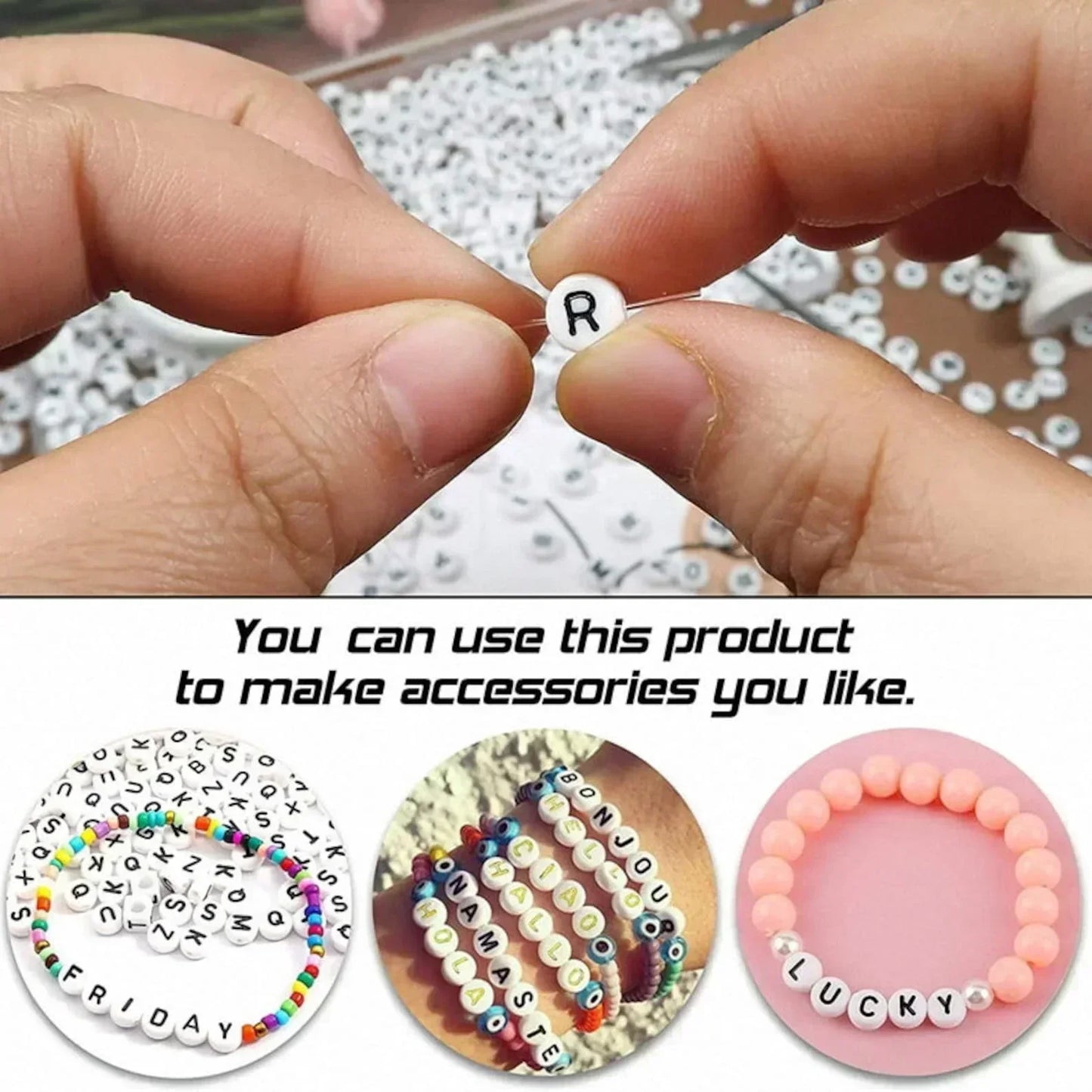 DIY 100/200/300/500Pcs Letter Acrylic Beads A1012