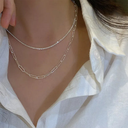 Elegant Silver Sparkling Necklace for Minimalist 1003