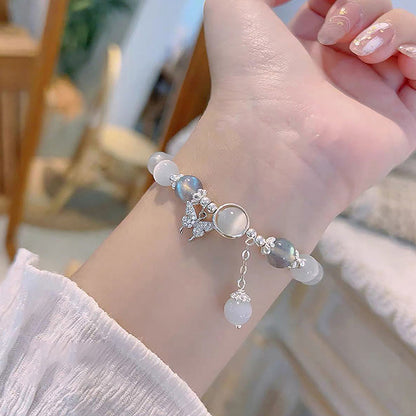 Original Opal Sea Blue Treasure Moonlight Crystal Bracelet Light Luxury Elastic Bracelet For Girls Women Jewelry Accessories 903