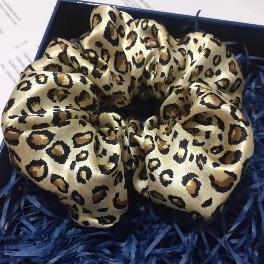 3PCS/Box Leopard Hair Scrunchies 100% Natural Silk (19Momme) 955