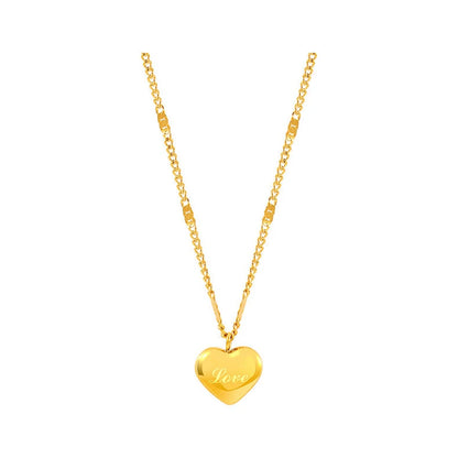 Simple Golden Heart Pendant Necklace 1005