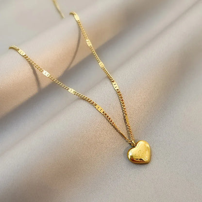 Simple Golden Heart Pendant Necklace 1005