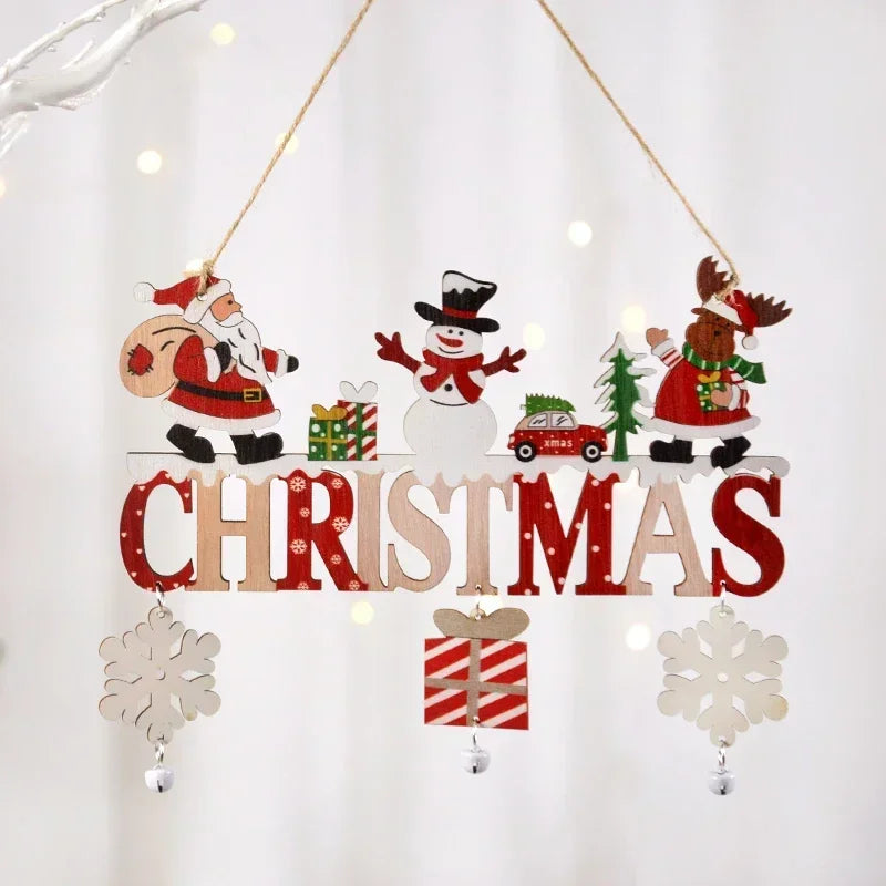 X'mas Elfs Snowman Santa Wooden Welcome Sign Ornaments 972