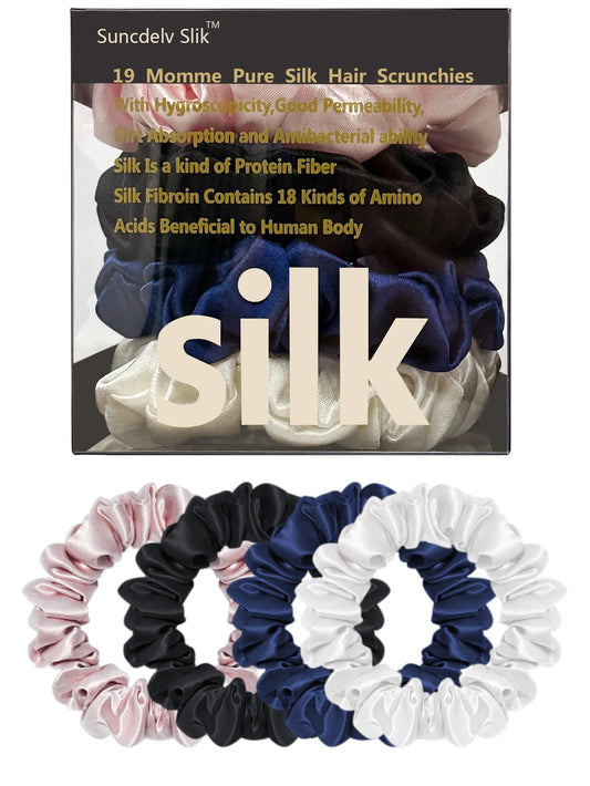 4PCS/Box 100% Silk Hair Scrunchies (22Momme) 957